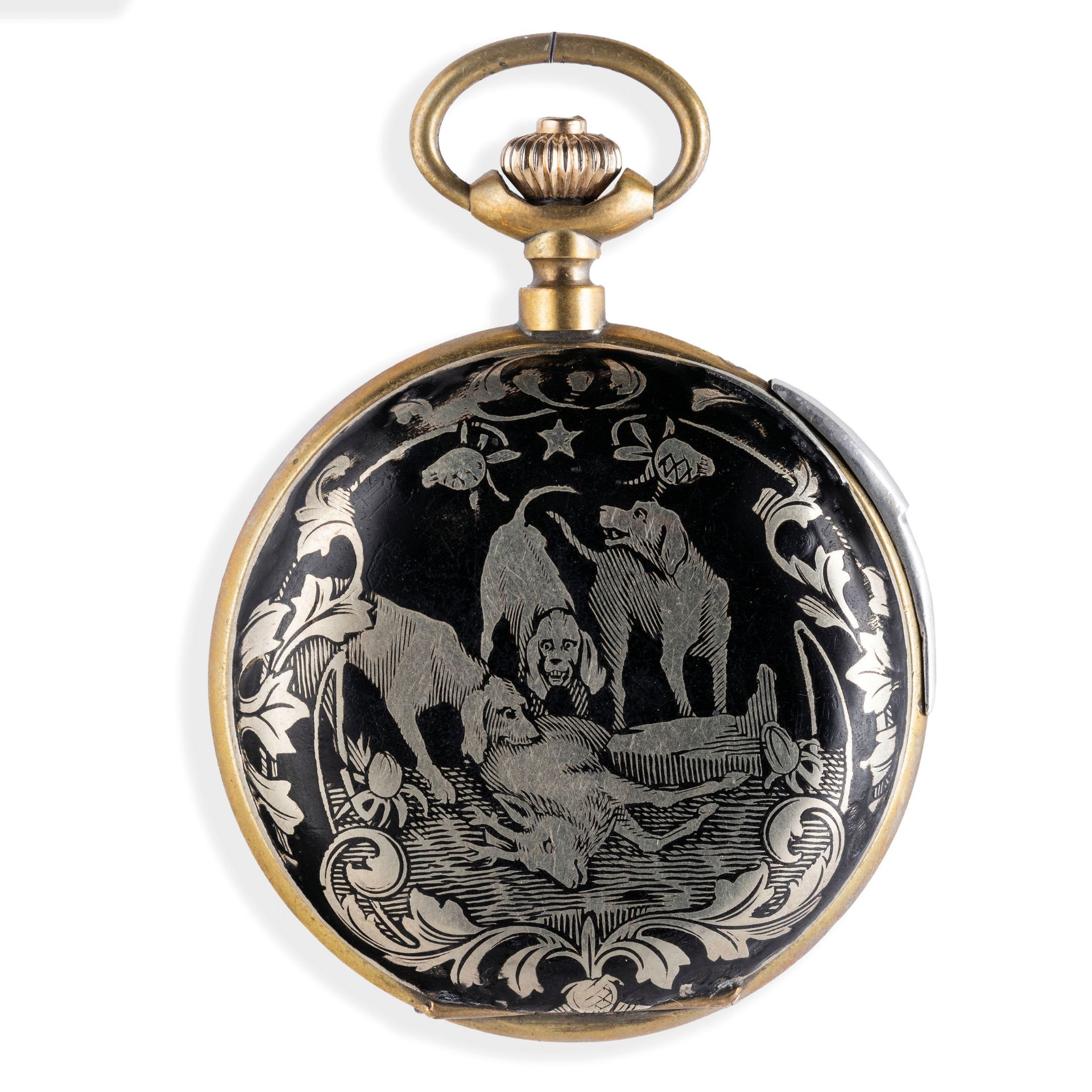 RARO OROLOGIO JACQUEMART SAVONETTE, NIELLO SU ARGENTO, SUONERIA ORE E QUARTI CON AUTOMI E CATENA - Image 4 of 6