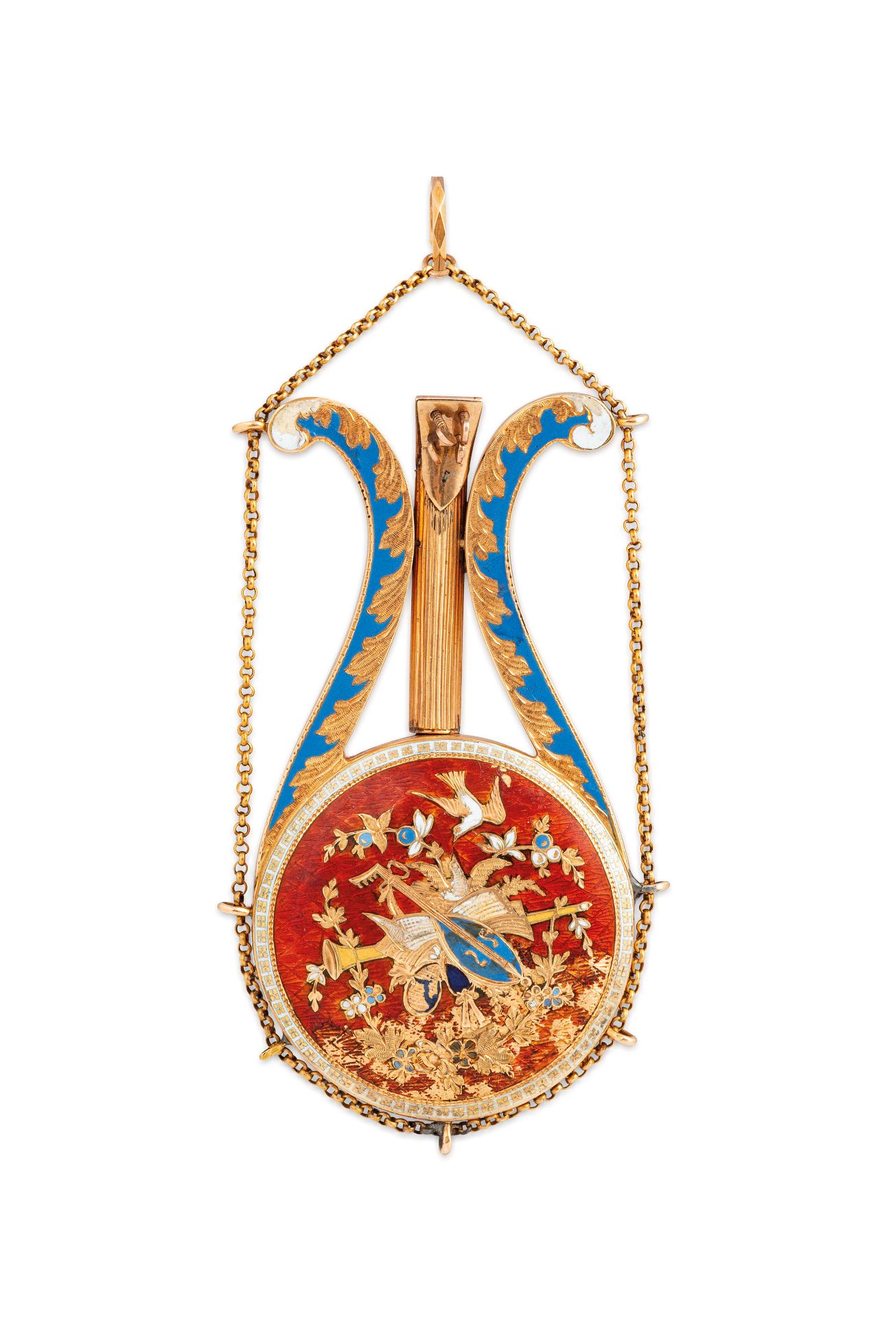 DUCHENE & FILS, OROLOGIO PENDENTE IN ORO E SMALTI POLICROMI, SVIZZERA, 1800 CIRCA - Image 2 of 6