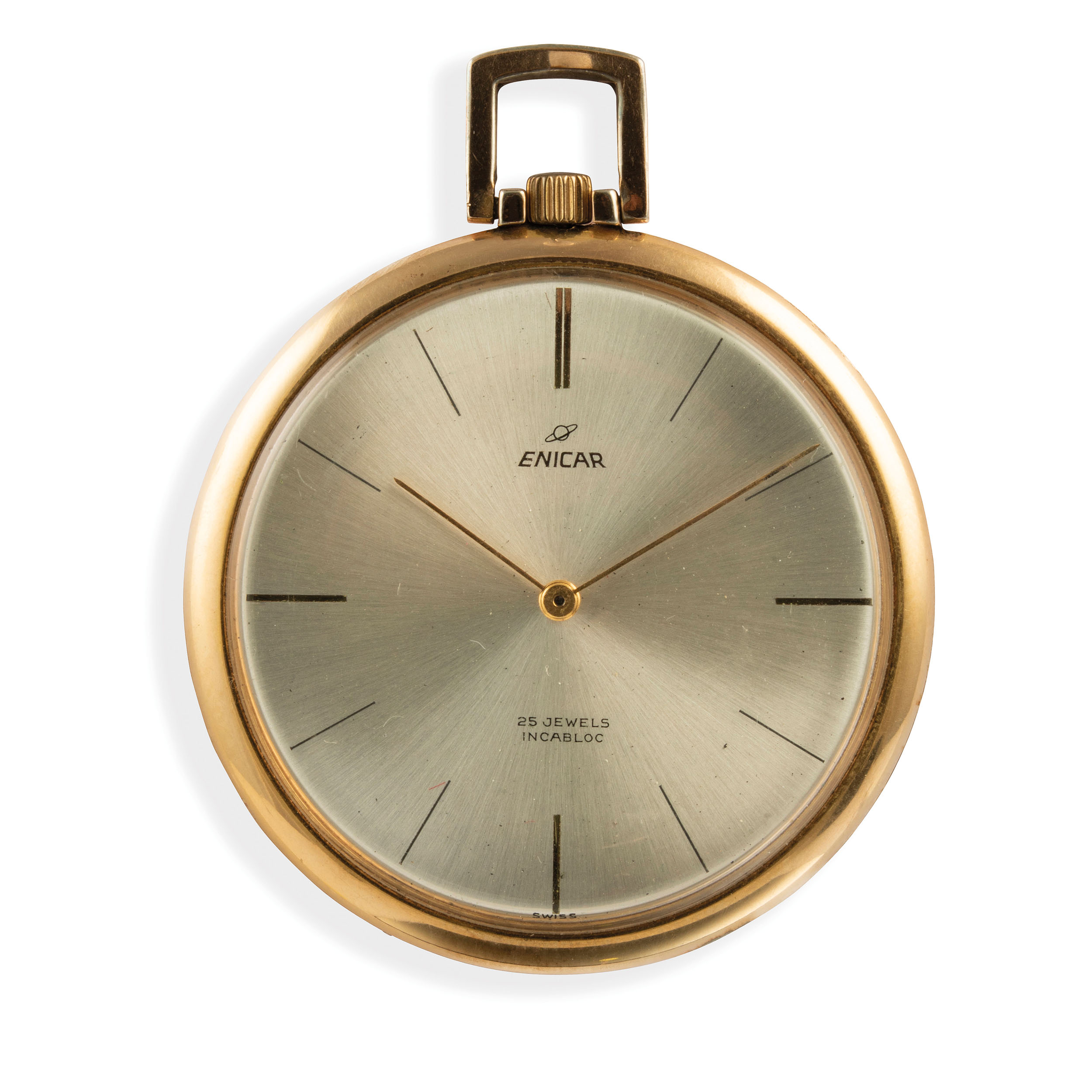 ENICAR, OROLOGIO DA TASCA LAMINATO CON CATENA IN ORO, CIRCA 1960 - Image 2 of 6