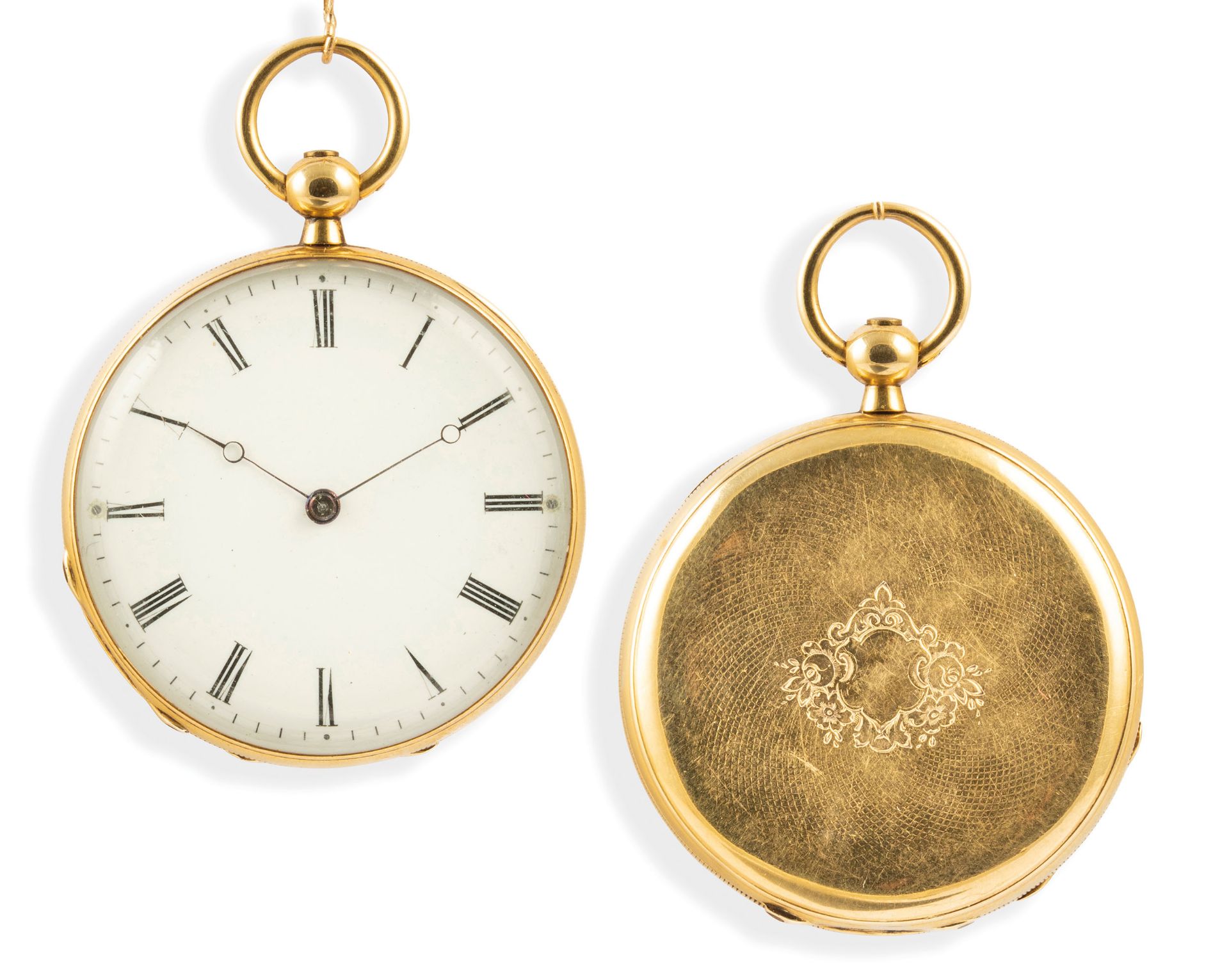 OROLOGIO DA TASCA IN ORO CON CATENA, SVIZZERA, CIRCA 1850 - Image 6 of 6