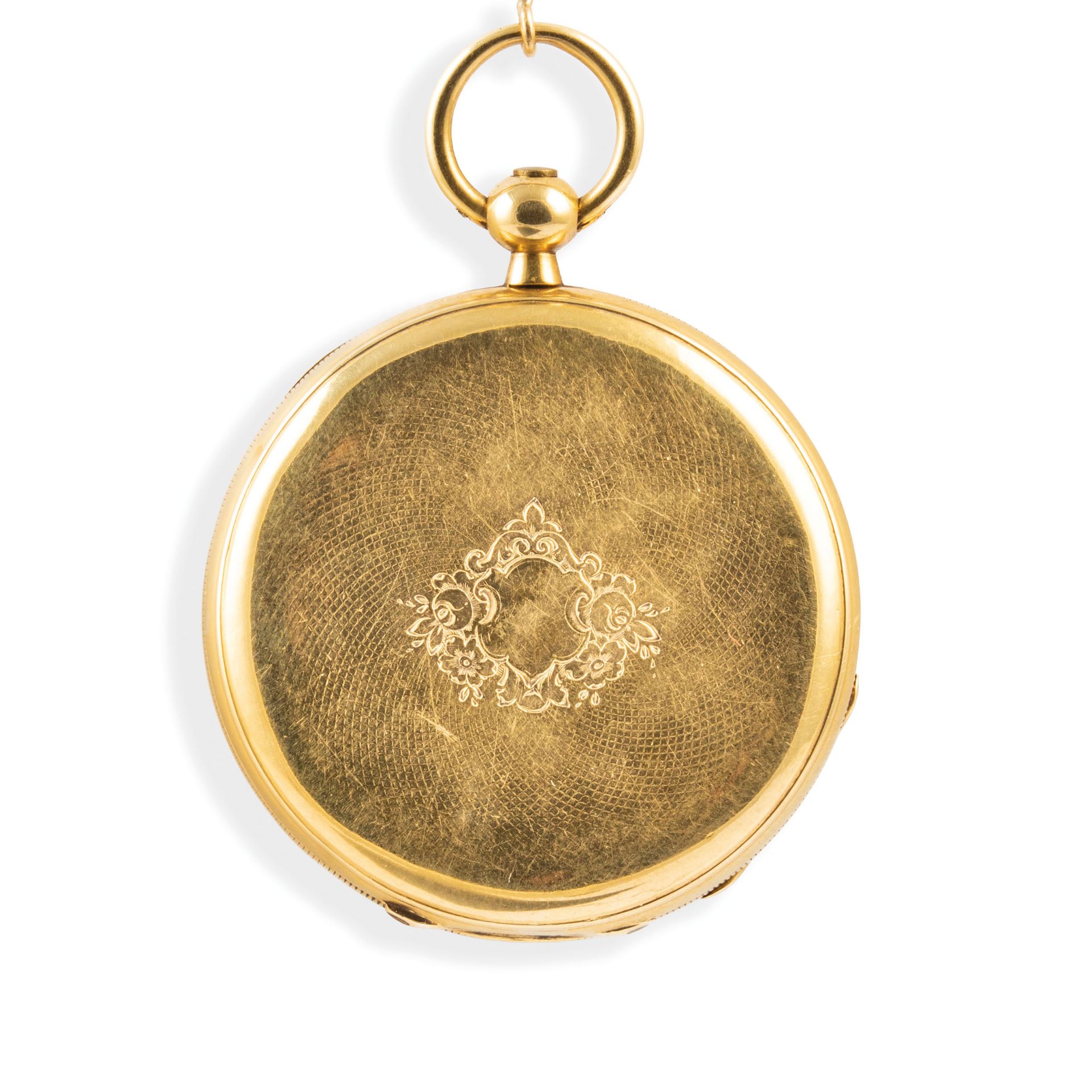 OROLOGIO DA TASCA IN ORO CON CATENA, SVIZZERA, CIRCA 1850 - Image 3 of 6