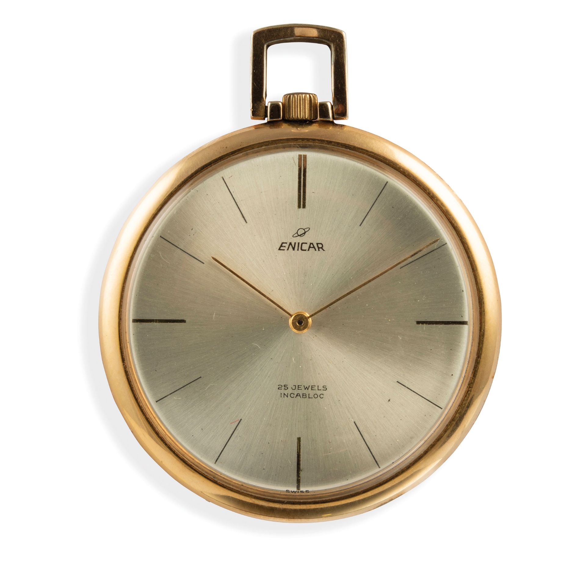 ENICAR, OROLOGIO DA TASCA LAMINATO CON CATENA IN ORO, CIRCA 1960 - Image 6 of 6