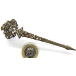 A white metal Kondakova brooch set with a multitude of rose cut stones, L: 11 cm. P&P Group 1 (£14+