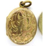 Presumed 9ct gold locket, unmarked, L: 18 mm, 6.0g. P&P Group 1 (£14+VAT for the first lot and £1+