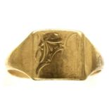 9ct gold signet ring, size M/N, 1.7g. P&P Group 1 (£14+VAT for the first lot and £1+VAT for