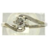 9ct white gold stone set solitaire ring, size M, 1.4g. P&P Group 1 (£14+VAT for the first lot and £