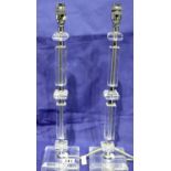 Pair of contemporary cut glass lamp bases, H: 50 cm. Not available for in-house P&P, contact Paul