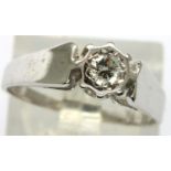 9ct white gold diamond set solitaire ring, size N, 2.6g. P&P Group 1 (£14+VAT for the first lot