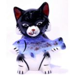 Lorna Bailey cat, Pikey, H: 12 cm. No cracks, chips or visible restoration. P&P Group 1 (£14+VAT for