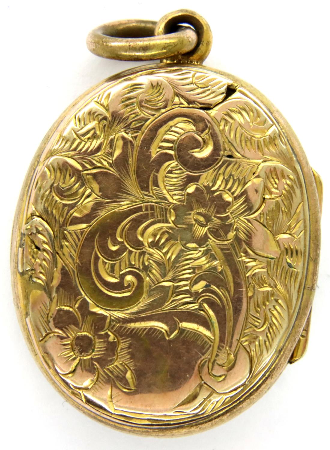 Presumed 9ct gold locket, unmarked, L: 18 mm, 6.0g. P&P Group 1 (£14+VAT for the first lot and £1+ - Image 2 of 3