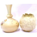 Two Royal Worcester blush ivory items, largest H: 13 cm. P&P Group 1 (£14+VAT for the first lot