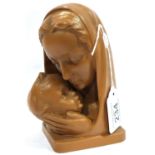 Reinhold Unger Goebel; Terracotta bust of a Madonna and child, H: 17 cm. P&P Group 2 (£18+VAT for
