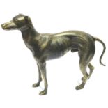 A bronzed cast iron Greyhound figurine, L: 30 cm. P&P Group 3 (£25+VAT for the first lot and £5+