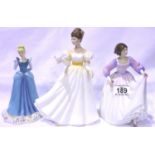 Three Royal Doulton figurines, Ashley and Kathleen - Disney Princess Cinderella. Not available for