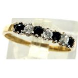 9ct gold sapphire and white stone ring, size M, 1.2g. P&P Group 1 (£14+VAT for the first lot and £