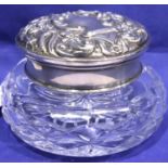 Royal Brierley hallmarked silver and cut glass covered pot, D: 11 cm, no visible damages, general