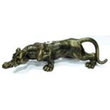 A bronzed cast iron stalking Tiger, L: 41 cm. P&P Group 3 (£25+VAT for the first lot and £5+VAT