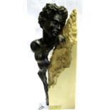Carosa Disseny bronzed bust of a woman, H: 37 cm. P&P Group 3 (£25+VAT for the first lot and £5+