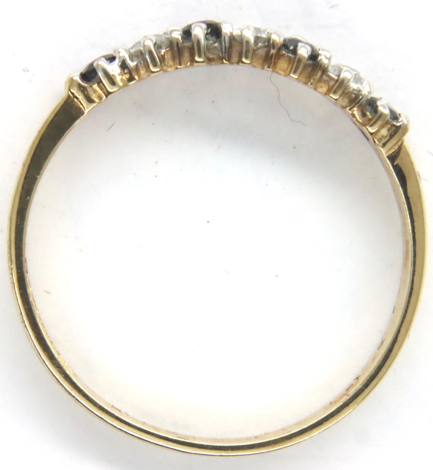9ct gold sapphire and white stone ring, size M, 1.2g. P&P Group 1 (£14+VAT for the first lot and £ - Image 2 of 3