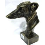 Bronzed cast iron greyhound bust, H: 22 cm. P&P Group 2 (£18+VAT for the first lot and £3+VAT for