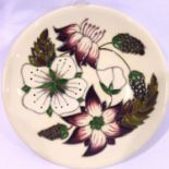 Moorcroft pin dish in the Bramble Revisited pattern, D: 12 cm. No cracks, chips or visible