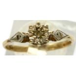 9ct gold diamond solitaire ring, size M, 1.3g. P&P Group 1 (£14+VAT for the first lot and £1+VAT for