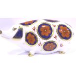 Royal Crown Derby pig with silver stopper. No cracks, chips or visible restoration. P&P Group 1 (£