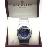 Accurist; ACCU.2 gents new old stock wristwatch, having metallic blue dial, three subsidiary