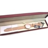 Henry; ladies new old stock London wristwatch, having pink dial and stone set bezel, boxed,