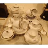 White and gilt tea and dinner service. Not available for in-house P&P, contact Paul O'Hea at