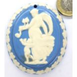 Wedgwood jasperware powder blue plaque. P&P Group 1 (£14+VAT for the first lot and £1+VAT for