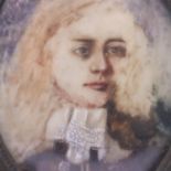 19th century oval miniature portrait on ivory of a young gentleman, 75 x 60 mm. P&P Group 1 (£14+VAT