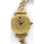 Bucherer; ladies mechanical wristwatch on a gold plated strap, working at lotting. P&P Group 1 (£