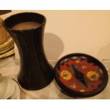 Large ceramic vase and a painted dish. Not available for in-house P&P, contact Paul O'Hea at