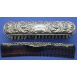 Hallmarked silver mounted brush and comb. P&P Group 1 (£14+VAT for the first lot and £1+VAT for
