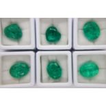 Six loose emeralds with Gemological Institute Laboratory certificates. Largest 10.60cts. P&P Group 1