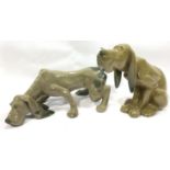 Two Lladro bloodhounds, largest L: 20 cm. No cracks, chips or visible restoration. P&P Group 2 (£