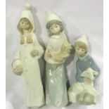 Three Lladro figurines, largest H: 22 cm. P&P Group 3 (£25+VAT for the first lot and £5+VAT for