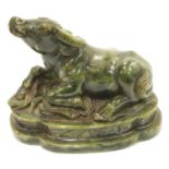 Chinese carved jade water buffalo, L: 11 cm. P&P Group 1 (£14+VAT for the first lot and £1+VAT for