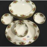 Royal Albert Old Country Roses: six bowls, eight oval platters and a larger oval platter (15). Not