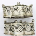 Two hallmarked silver open salts, lacking liners, Chester assay. P&P Group 1 (£14+VAT for the