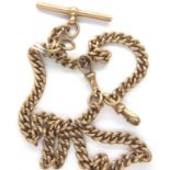 9ct gold single Albert chain, 46g. P&P Group 1 (£14+VAT for the first lot and £1+VAT for