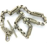 White metal gents single Albert chain. P&P Group 1 (£14+VAT for the first lot and £1+VAT for