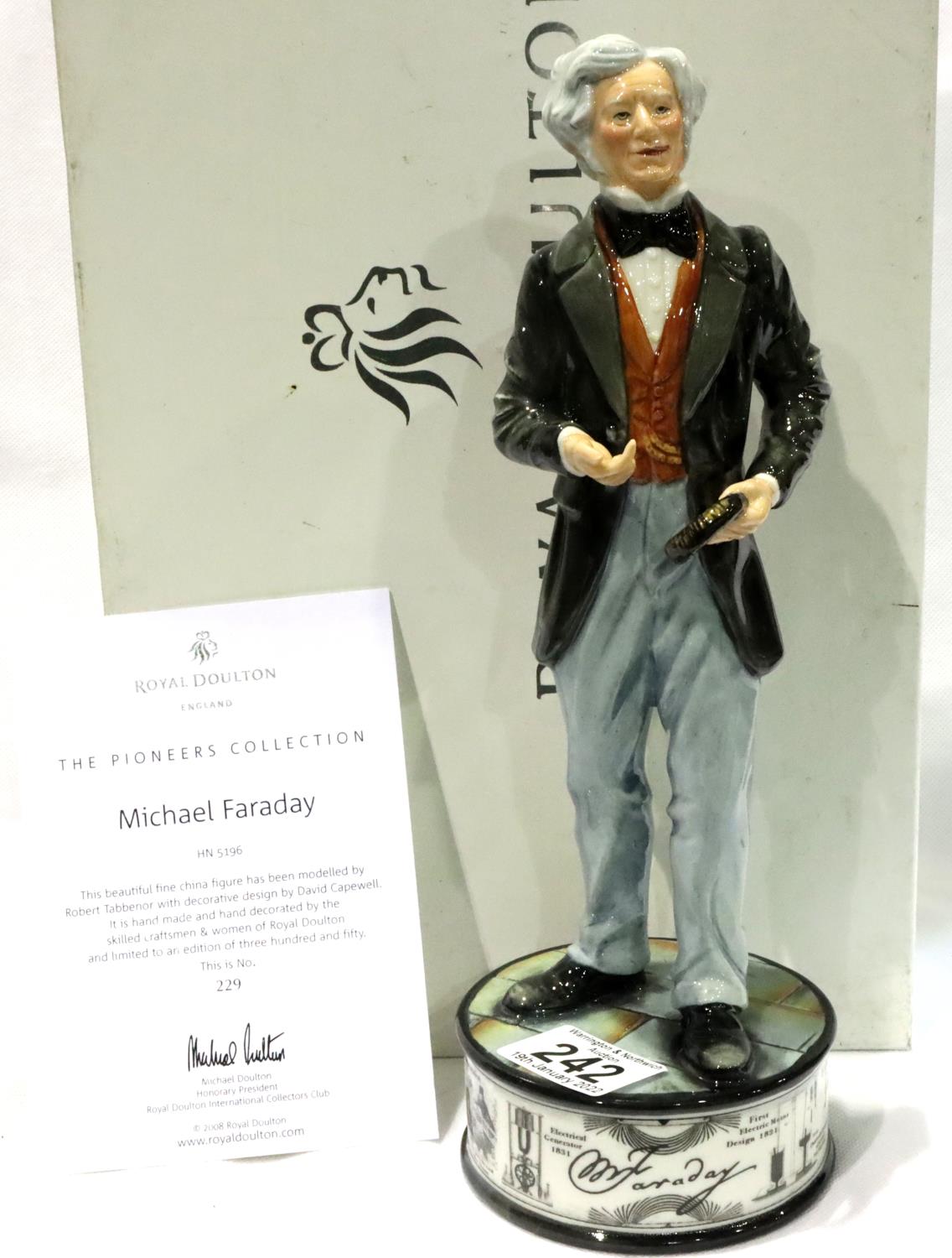 Royal Doulton boxed limited edition figurine, Michael Faraday, 229/350, H: 30 cm. P&P Group 2 (£18+