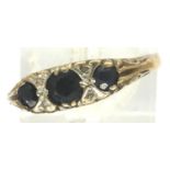 9ct gold sapphire and diamond ring, size O, 2g. P&P Group 1 (£14+VAT for the first lot and £1+VAT
