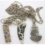 Three 925 silver pendant necklaces, combined 17g. P&P Group 1 (£14+VAT for the first lot and £1+