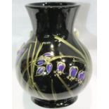 Anita Harris vase in the Bluebell pattern, signed in gold, H: 15 cm. No cracks, chips or visible
