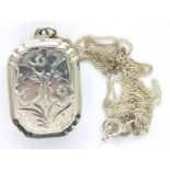 Sterling silver Georg Jensen locket necklace, chain L: 44 cm, locket L: 20 mm, combined 5g. P&P