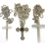 Three 925 silver cross pendant necklaces, combined 24g. P&P Group 1 (£14+VAT for the first lot