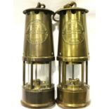 Two early 20th century Eccles brass safety miners lamps. Not available for in-house P&P, contact